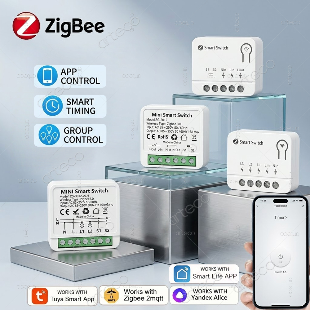 Home Automation Diy - โมดูลสวิตช์อัจฉริยะ Tuya Zigbee Mini DIY 1/2/3