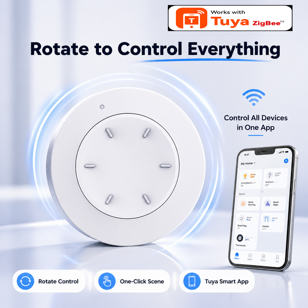 Home Automation Ideas - สวิตช์แบบหมุน Smart ZigBee ทำงานร่วมกับ Tuya Smart