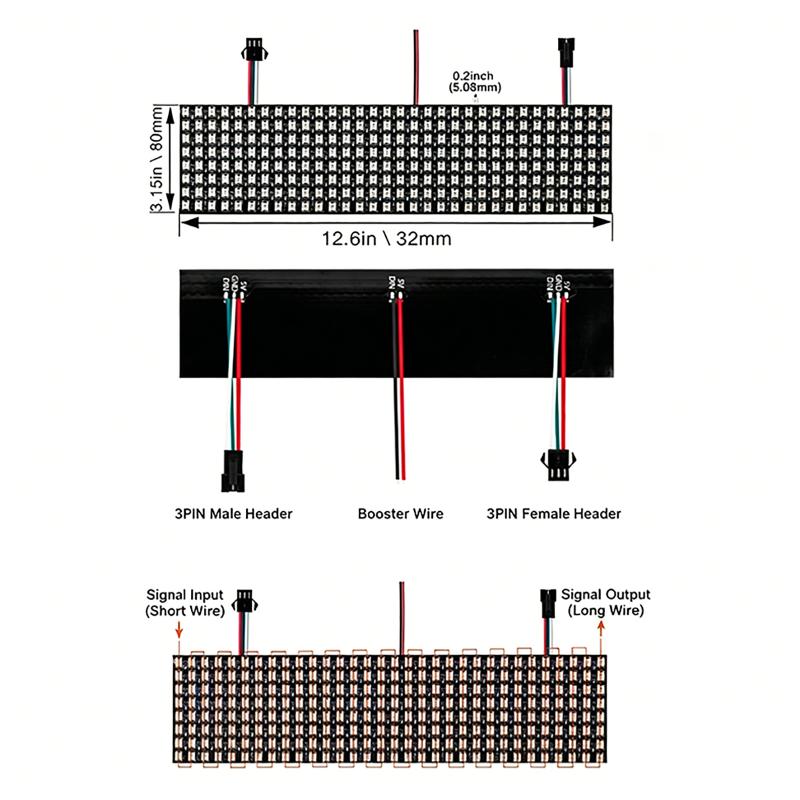 Rgb Led Matrix 8X8 - โมดูลพิกเซลอัจฉริยะ WS2812B แผงเมทริกซ์ 8x8 16x16 8x32