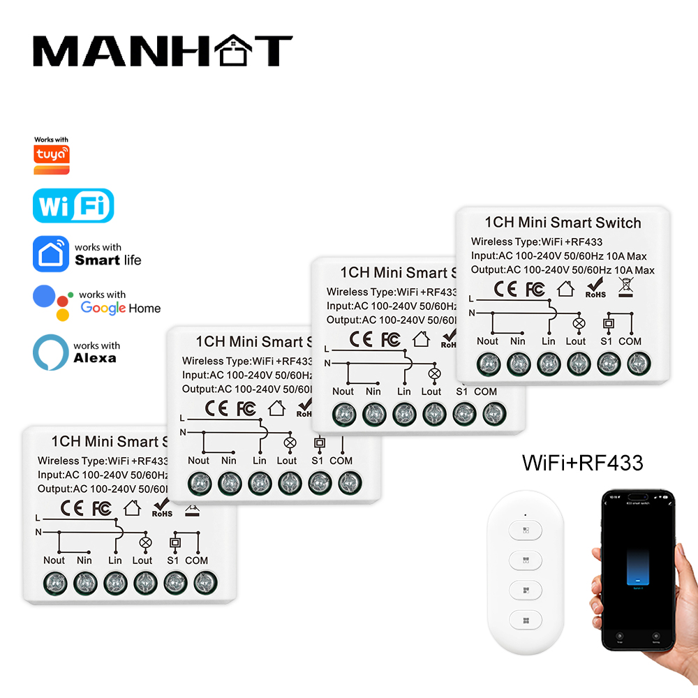 10A มินิ WIFI สมาร์ทสวิตช์ RF4 - Home Automation Technology บทวิจารณ์และราคา