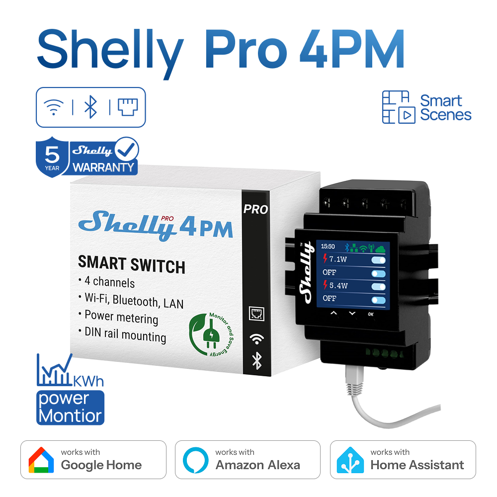 Shelly Pro 4PM สี่ช่องรีเลย์ L - Home Automation Technology บทวิจารณ์และราคา